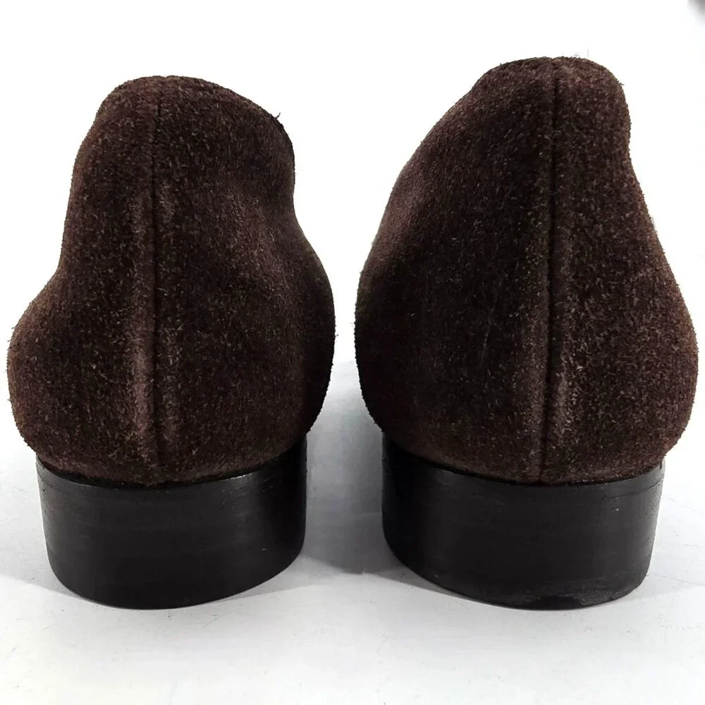 Bruno Magli Italy Womens 6.5AA Brown Suede Leather Dress Shoes Horsebit Loafers - Picture 7 of 12